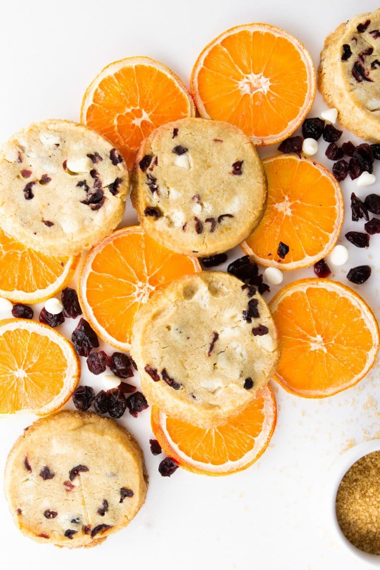 Cranberry Orange White Chocolate Shortbread Cookies